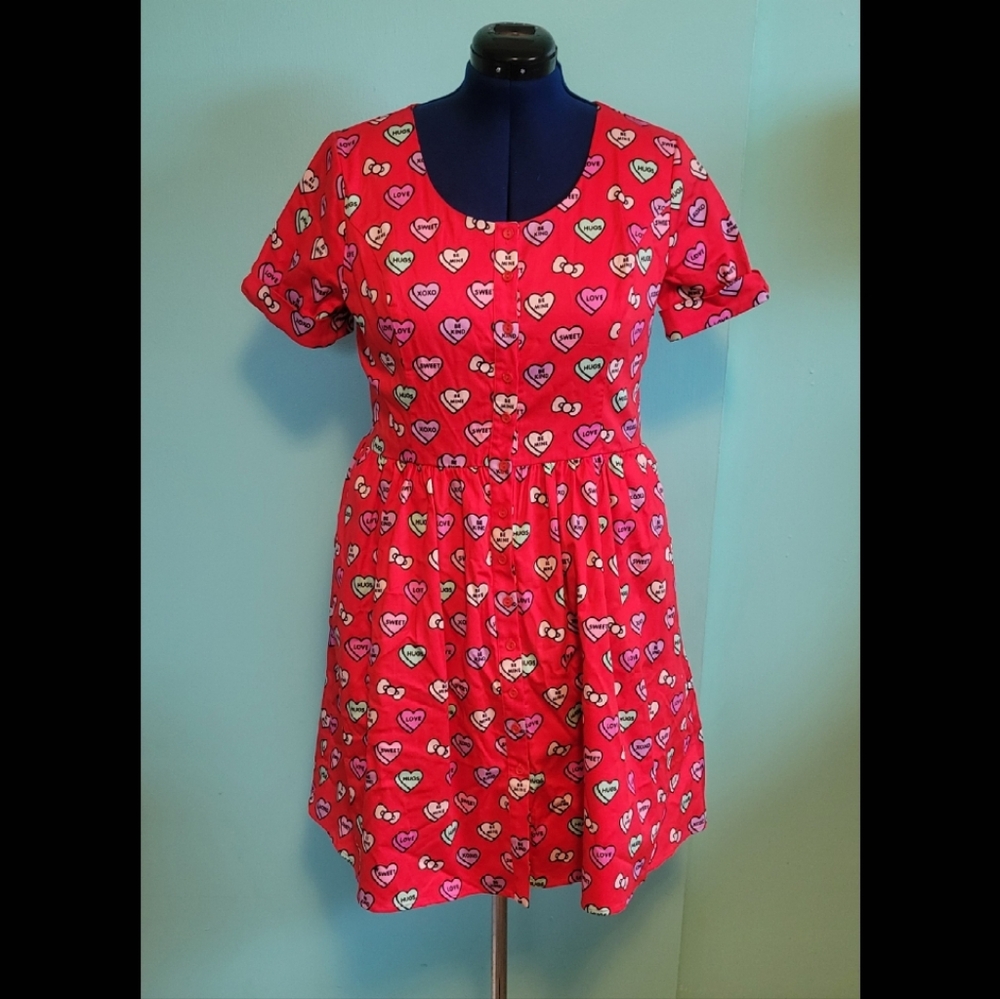 Modcloth x Hello Kitty Valentine's Conversation Hearts Button Down Dress